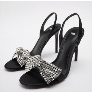 Zara Rhinestone Bow High Heels